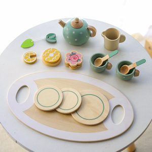 Set da Tè Giocattolo in Legno per Bambini Serie Ora del Tè Pomeridiano Giochi di Ruolo e Finzione per Bimbi Piccoli Ragazzi e Ragazze - Product Image 1