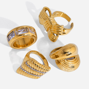 Geometric <b>Gold</b> <b>Ring</b> <b>Set</b> For Women Party Jewelry With Zircon Pave Setting Bow Design - Product Image 1