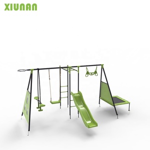 Eight Functions Play set Outdoor Metal children outdoor Playground Swing With Plastic Slide