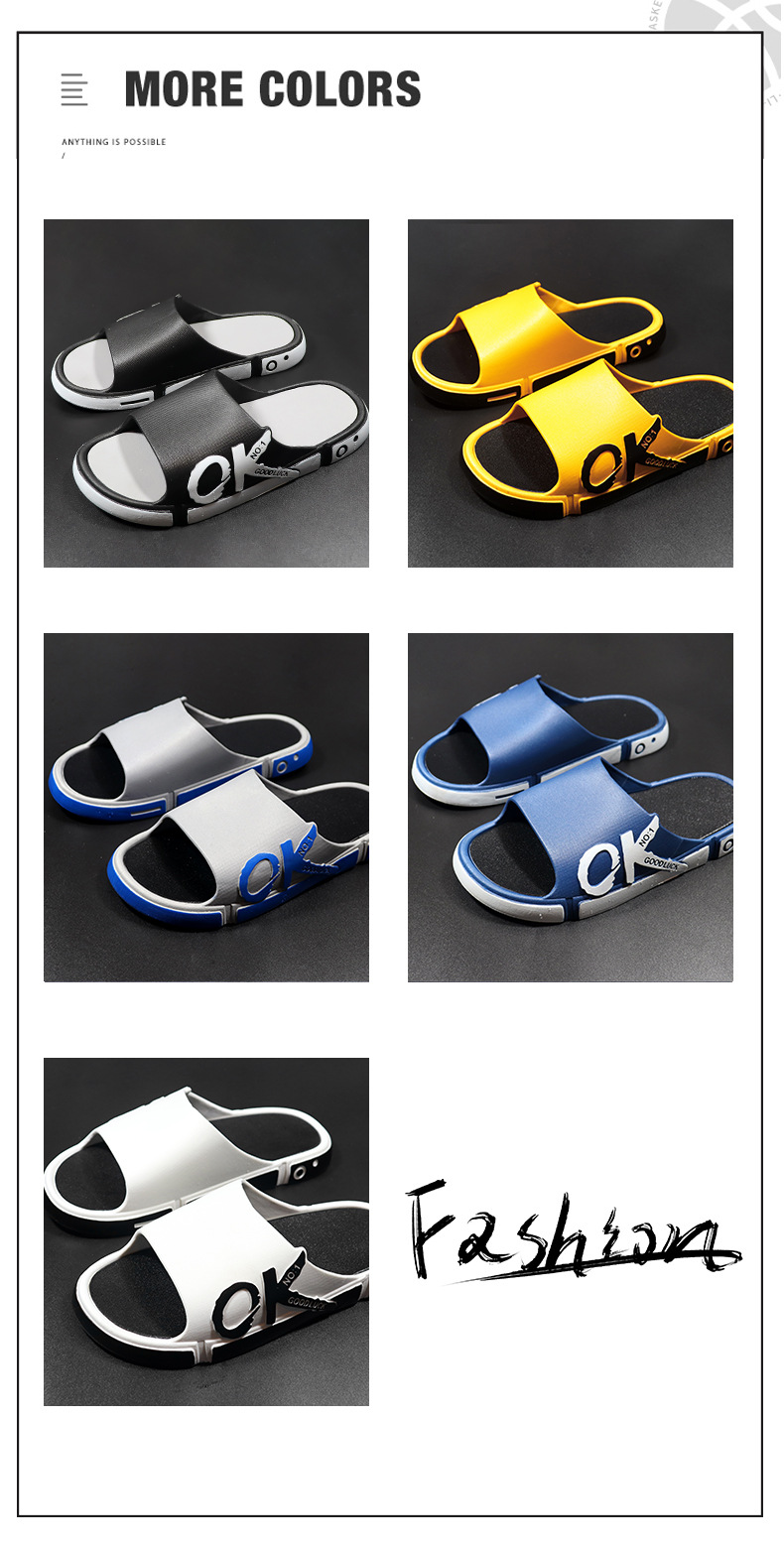Personality Trend Outdoor Indoor Bathroom Slippers Non-slip Thick Soled Men's Sandals Women Slides