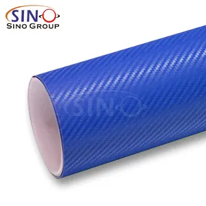 Chất lượng hàng đầu 150 Micron Tía Đỏ vàng trắng đen cao bóng 3D sợi carbon lớn kết cấu nhỏ Xe bọc Lá Vinyl cho q2l