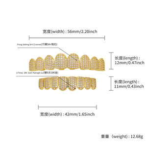 Grillz para dientes de oro con circonitas, diseño geométrico de ocho dientes, joyería para hombre, estilo Hip Hop, para fiestas - Product Image 4
