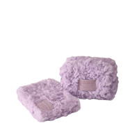 Trousse de Maquillage Imperméable en Fausse Fourrure Douce Lavande, Sac Cosmétique Portable en Peluche Violette pour le Quotidien