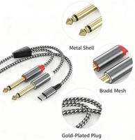 Cable de Audio Tipo C a Doble 6.35mm TRS, Trenzado de Nailon, Conector Estéreo Chapado en Oro para Mezcladora, Amplificador, Altavoz, Estudio de Grabación