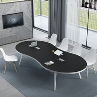 Mesa de Reuniones Rectangular Moderna de Madera, Escritorio de Conferencia Estable para Oficina y Espacio de Trabajo Empresarial