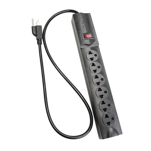 6-Outlet Power Strip bảo vệ tăng 300 Joules thiết lập lại chuyển đổi ABS 10A 5M Đen thiết bị nhà ngang ổ cắm cho Peru - Product Image 6