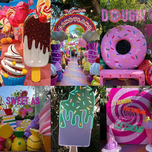Décoration <span class=keywords><strong>de</strong></span> Noël commerciale sur le thème du parc à thème Candyland, grande décoration <span class=keywords><strong>de</strong></span> bonbons, décoration en <span class=keywords><strong>fibre</strong></span> <span class=keywords><strong>de</strong></span> <span class=keywords><strong>verre</strong></span>, sucette en forme <span class=keywords><strong>de</strong></span> <span class=keywords><strong>canne</strong></span> à sucre, arbre à sucettes glacées - Product Image 5