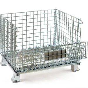 Heavy-Duty 2000kg Q235 Storage Stack Customizable Cargo Storage Equipment Metal Wire Basket Folding Storage Cage