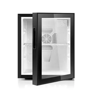 ตู้เย็นมินิบาร์ CE พร้อมตู้เย็นสีดำ40L ประตูกระจกสำหรับห้องพักในโรงแรม