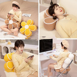 Soft <strong>Flower</strong> <strong>Shaped</strong> Floor <strong>Cushion</strong>, Decorative Throw Pillow, Plush Bedroom Seating <strong>Cushion</strong> Brown <strong>Flower</strong> Decor Plush Pillow - Product Image 5
