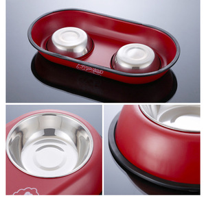 KingHon Stainless Steel Dog and <b>Cat</b> Food Water Bowl Large Small Puppy <b>Feeder</b> Feeding Bowls Non Slip Pet Double Bowl - Product Image 4
