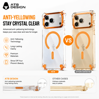Coque de téléphone ATB Premium Boutique en métal pour iPhone 17 18 Pro Max, antichoc, anti-jaunissement, magnétique, transparente comme du cristal