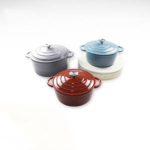 Ustensiles de cuisine de haute qualité Casserole en émail rouge antiadhésive Marmites rondes 25cm Four hollandais en fonte avec couvercle en métal - Product Image 5