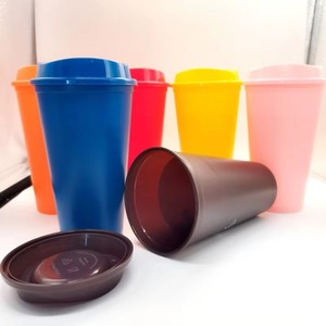 Gepersonaliseerde logo herbruikbare koffiebekers met deksels 16 oz reisbekers magnetronbestendige plastic tumblers mokken voor cadeaus feestjes warme en koude dranken - Product Image 4