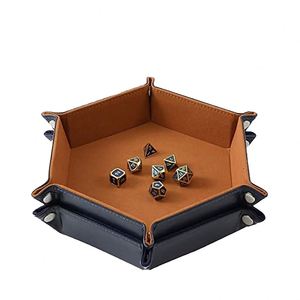 Wholesale Custom Logo Hexahedron PU Leather 2-Piece Dice Tray for D&D Game Storage with Dungeons <b>Dragons</b> Customizable Packaging - Product Image 4