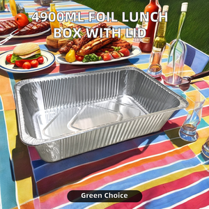 Hình chữ nhật dùng một lần nhôm lá Hộp Ăn Trưa gà nướng thực phẩm khay với nắp cho lớn thu thập và nhà hàng hộp - Product Image 5