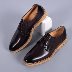 Chaussures habillées pour hommes en cuir véritable, basses, marron café, vert foncé, noir, violet foncé, semelle en caoutchouc, tailles 38-47, pour tenue formelle - Product Image 4