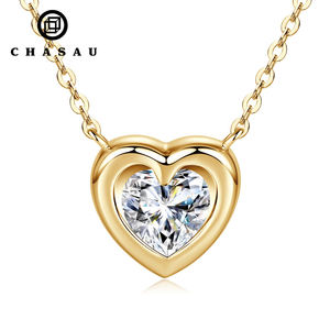 Lady tek taş ebedi aşk 925 ayar gümüş 6.5x6.5mm 1.0ct 1CT Moissanite kalp şekilli kesim kolye kolye kadınlar için - Product Image 1