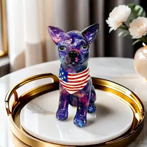 Ornamento criativo colorido para cachorro sentado, estatueta escultura em resina para escritório doméstico, bar, loja, artesanato