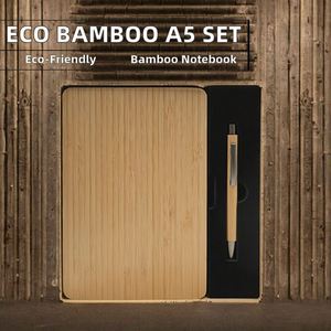 Wholesale Eco-Friendly Custom A5 <b>Notebook</b> <b>Set</b> Personalized Bamboo Journal with Business Logo Promotional Gift <b>Set</b> - Product Image 2