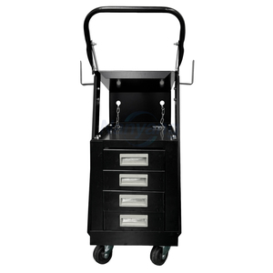 Chariot de soudage en acier à 4 tiroirs, 2 chaînes en zinc, chariot de soudeur MIG universel à roulettes, roues de 7 pouces - Product Image 3