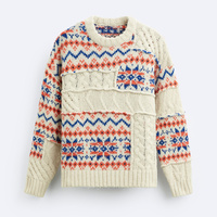 Logo personnalisé Oem Odm Jacquard Pull Col Rond Manches Longues Full Cut Pull Tricoté Tricoté Pull Homme