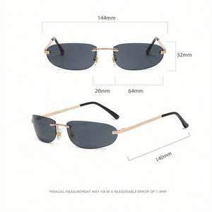 Lunettes de soleil ovales sans monture en alliage rétro Y2K avec logo personnalisé, protection UV400, petite monture, pour hommes et femmes, collection 2025 - Product Image 5