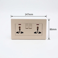 BENDI C65 Enchufe de Pared Universal de 3 Pines con Marco Mate, Panel de PC Ignífugo, IP22, 250V, CE, UKCA, RoHS para Hogar y Oficina