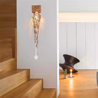 Lampe murale post-moderne de luxe léger, créative, pour chambre à coucher, lampe de chevet, ambiance artistique, escalier, Art Déco, cuivre, cristal