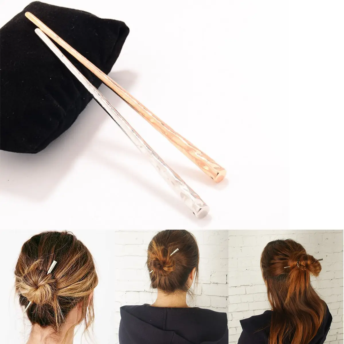 Chinese Classic Handmade Metal Women Lady Hair Chopsticks Stick Hairpin Chignon Pin Hair Accessory