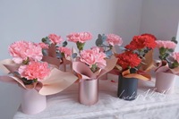 Mini-boîte cadeau en carton rose en forme de trompette, portable, pour bouquet de fleurs individuelles, emballage artisanal DIY