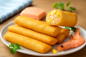 Trio de Rollitos Primavera de Mariscos Congelados Dulces y Crujientes Sanquan para Niños - Pastelería Congelada en Bolsa para Venta al por Mayor - Product Image 4