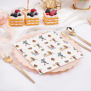 Serviettes carrées et essuie-tout imprimés en couleur avec motif de personnages de dessins animés, pâte à <span class=keywords><strong>papier</strong></span> vierge, emballage personnalisable - Product Image 2