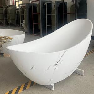 Sang trọng tùy chỉnh bằng đá cẩm thạch kết cấu mặt trăng hình dạng bồn tắm Đá Nhân Tạo freestanding bồn tắm bề mặt rắn cho khách sạn - Product Image 3
