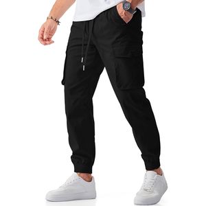 FOXA Men's <b>Cargo</b> Joggers <b>Pants</b> <b>Stretch</b> Elastic Waist Drawstring Tapered Sweatpants With Pockets Breathable Casual Wear - Product Image 1