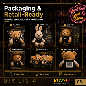 Pluche knuffels groothandel voor wijnbars en proefzalen, op maat gemaakte pluche wijnfles en champagne, eco-tags, klaar voor de detailhandel - Product Image 5