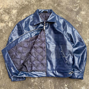 Chaqueta <span class=keywords><strong>de</strong></span> Motociclista Personalizada con Cremallera, Estilo Urbano, Acolchada, <span class=keywords><strong>de</strong></span> Cuero Sintético, para Hombre - Product Image 3