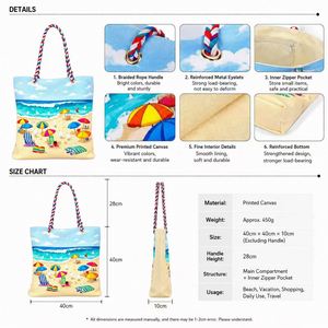 High Quality Fashion Woman's Water Resistant Large Capacity <b>Beach</b> Tote Bag Set Zipper <b>Canvas</b> Polyester Lining All Seasons - Product Image 5