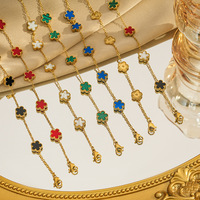 Pulsera de Acero Inoxidable con Cinco Tréboles de 9MM, Chapada en Oro de 18K, con Flores, para Mujer, a Prueba de Agua, Regalo de Joyería
