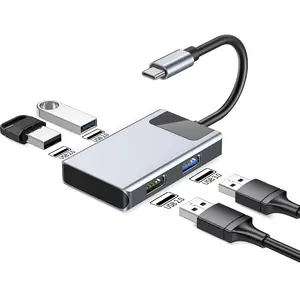 Hub USB C 8 en 1 avec HDMI 4K Usb 3.0/2.0 Pd 100W RJ45 pour Station d'accueil pour ordinateur portable Type C vers USB 3.0 2.0 Adaptateur SD TF