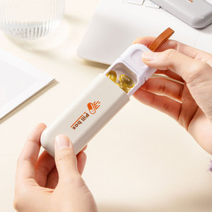 <b>Pill</b> <b>Box</b> Mini Portable <b>Pill</b> Dispenser 3 Grids Gray Off White ABS Material For <b>Daily</b> Use Travel Storage Case - Product Image 1