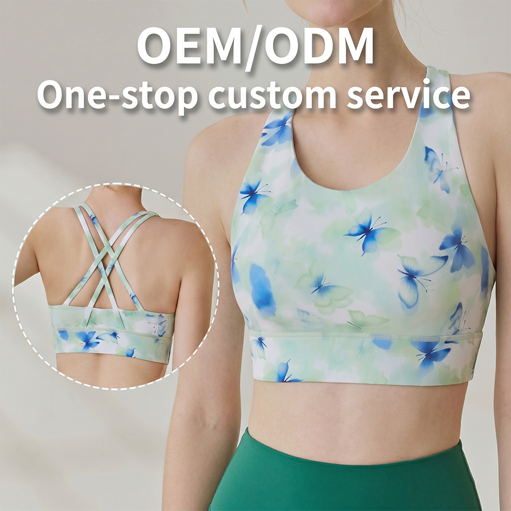 Naked Feeling Printed Sports Bra Breathable Padded Gym Yoga Bra Women Premium Smooth Activewear Running Workout Crop Top