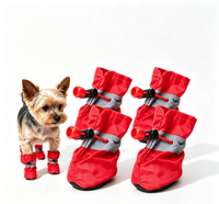 Bottes de pluie imperméables de luxe pour chiens, pour l'hiver, avec coussinets adhésifs pour petites pattes, protection des pattes, chaussures de créateur
