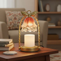 Lampe chauffe-bougie de chevet luxueuse en verre/métal, sans fumée, à intensité variable, écologique et réglable