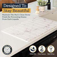 Lot de 3 tapis de séchage pour vaisselle en pierre, comprenant 1 grand et 2 petits, pour comptoir de cuisine – Tapis pliable en terre de diatomée qui absorbe l'eau