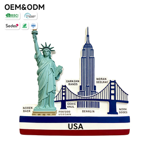 Aimant de réfrigérateur décoratif en résine 3D peinte, souvenir de voyage représentant la Statue de la Liberté et le <span class=keywords><strong>Pont</strong></span> Empire State aux États-Unis - Product Image 1