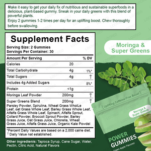 Grosir suplemen energi Gummies OEM <span class=keywords><strong>Moringa</strong></span> & <span class=keywords><strong>Super</strong></span> hijau dengan <span class=keywords><strong>Moringa</strong></span>, penguat energi alami bebas kafein - Product Image 2