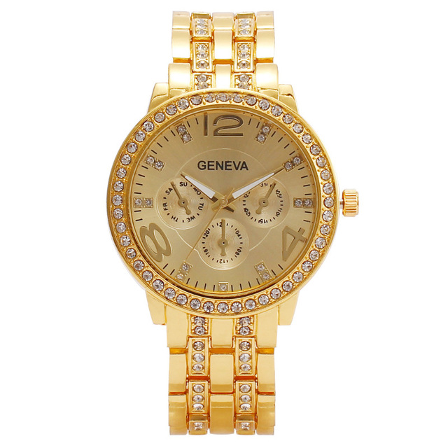 Wholesale Women's Quartz Watch Luxury Crystal Steel Band Wristwatch