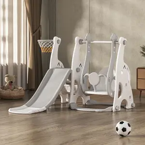 New style Kids Plastic Slides swing and basketball frame Indoor Playground Slide Baby Elephant swing