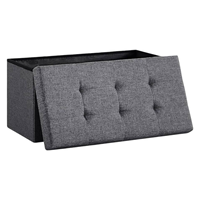 Banc de rangement pliable moderne pour la chambre à coucher, en tissu de lin personnalisé, rembourré, 76*38*38cm, pouf, tabouret